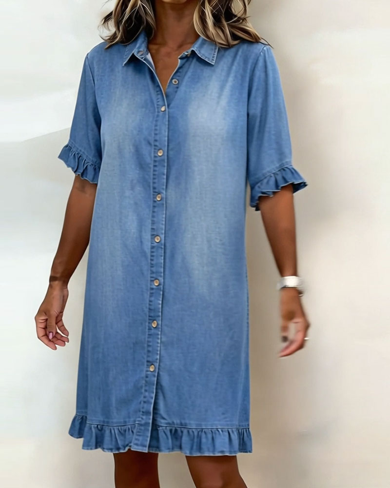 Aveline | En bekväm klänning i denim med smickrande veck
