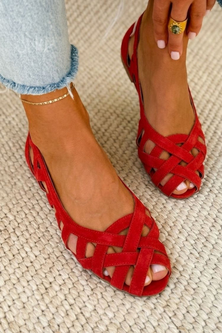 Hina | Platta sandaler med öppen tå och flätat material