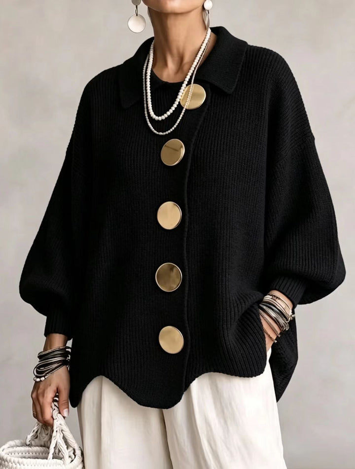 Freja | Oversize-kofta med stora metallknappar