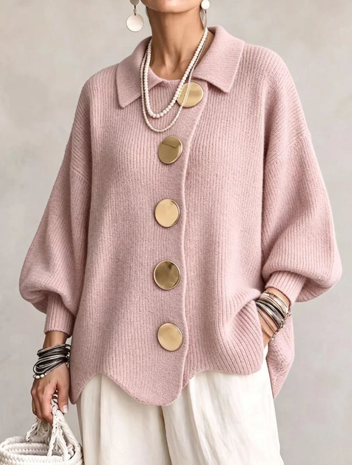 Freja | Oversize-kofta med stora metallknappar