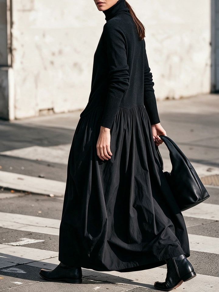 Ilaria | Oversize maxiklänning med hög krage och fickor