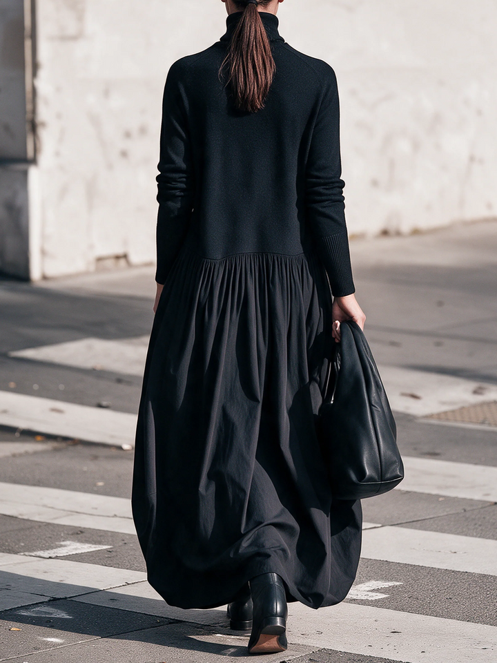 Ilaria | Oversize maxiklänning med hög krage och fickor