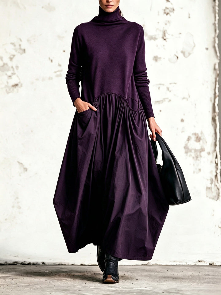 Ilaria | Oversize maxiklänning med hög krage och fickor