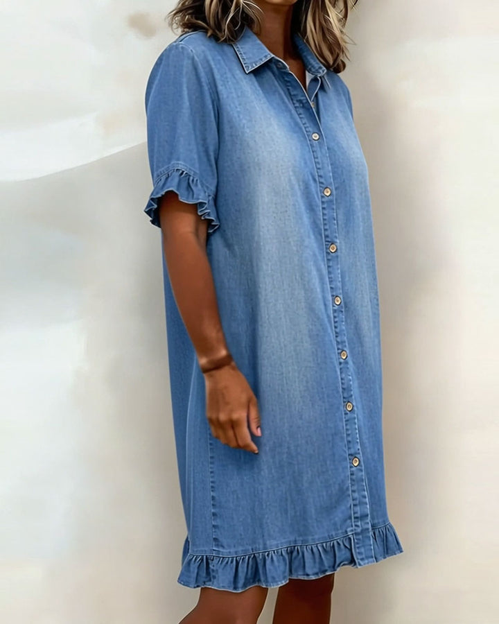 Aveline | En bekväm klänning i denim med smickrande veck