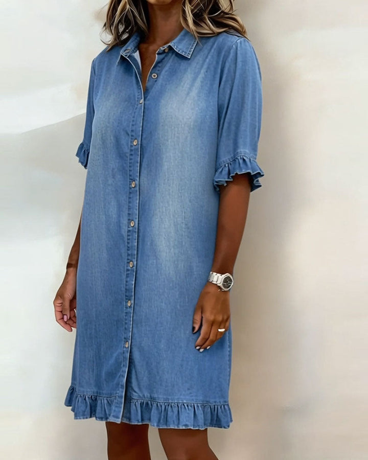 Aveline | En bekväm klänning i denim med smickrande veck