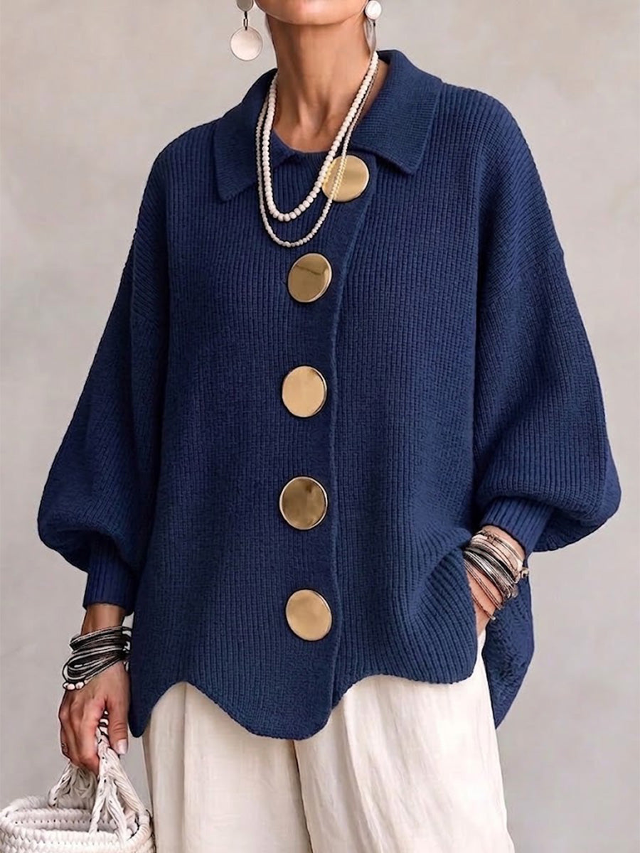 Freja | Oversize-kofta med stora metallknappar
